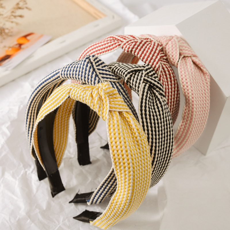 Wide Edged Checkered Headband  - Headband Summer Knit review and price