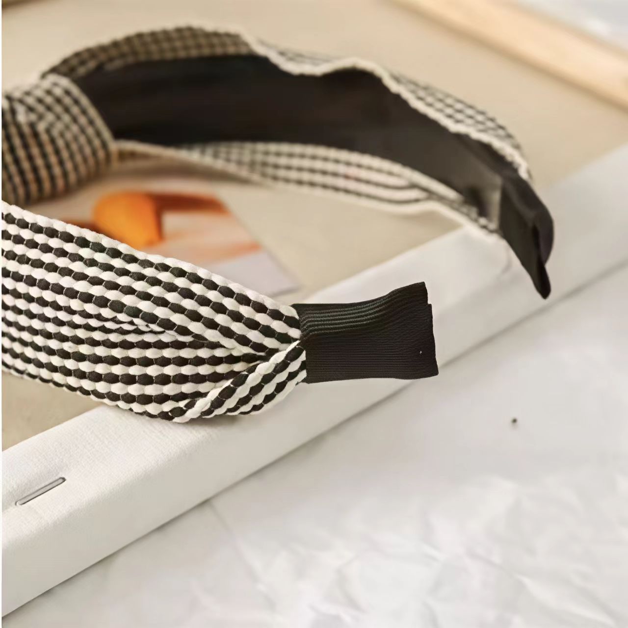 Wide Edged Checkered Headband  - Headband Summer Knit review and price