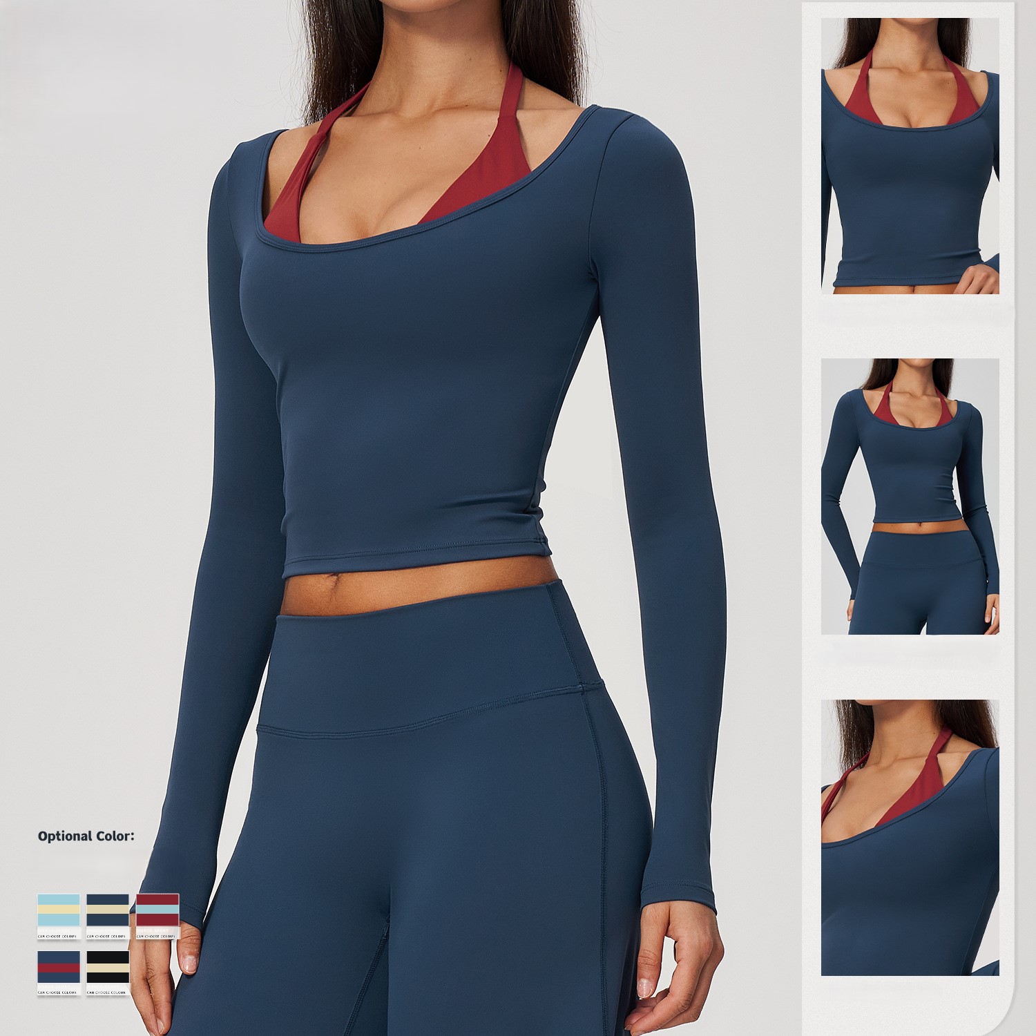 Halter Long Sleeve Yoga Crop T - Crop Top Crochet review and price