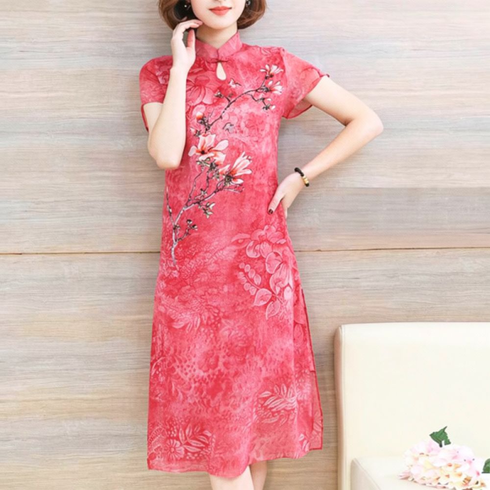 Summer Chiffon Floral Dress El - Midi Skirt Floral review and price