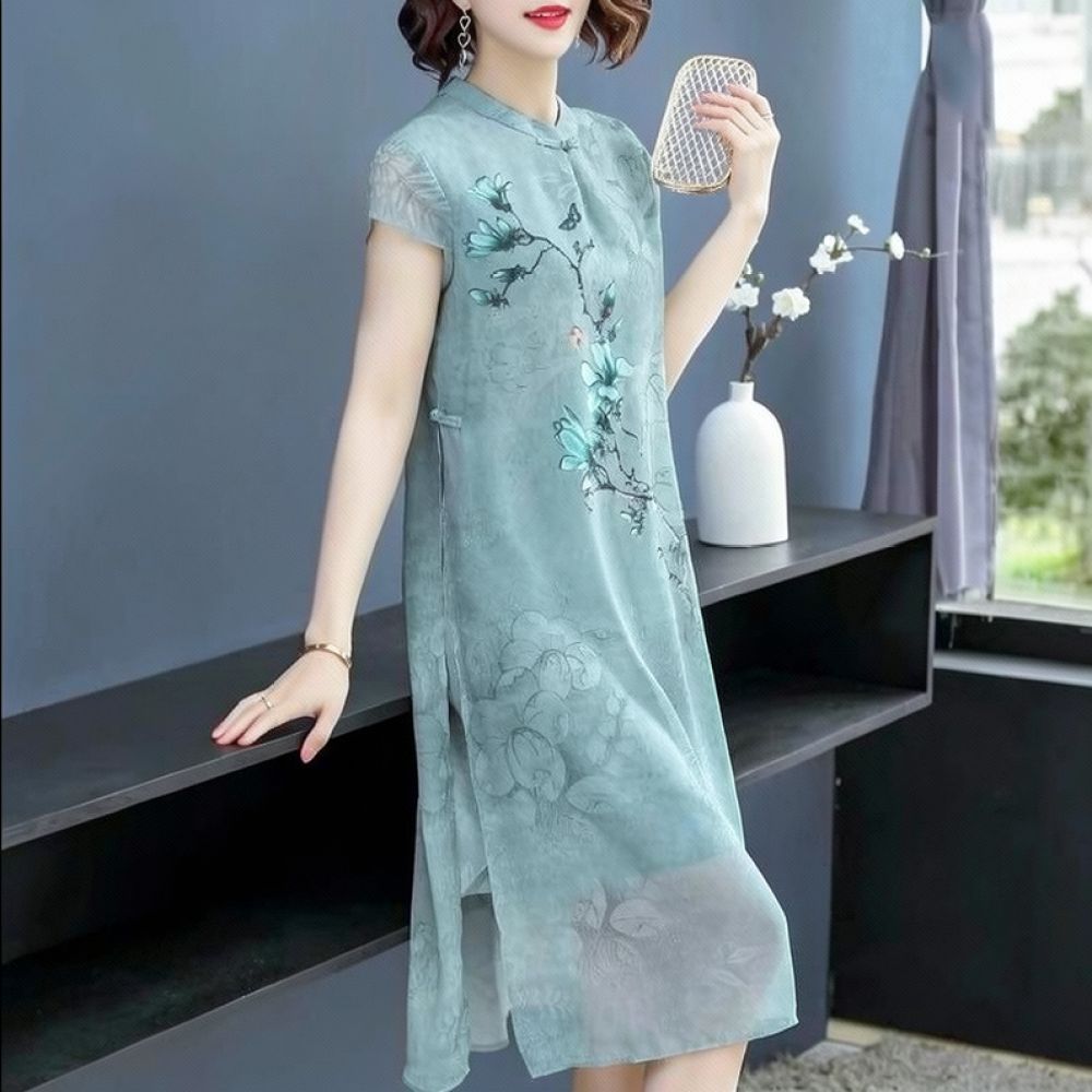 Summer Chiffon Floral Dress El - Midi Skirt Floral review and price